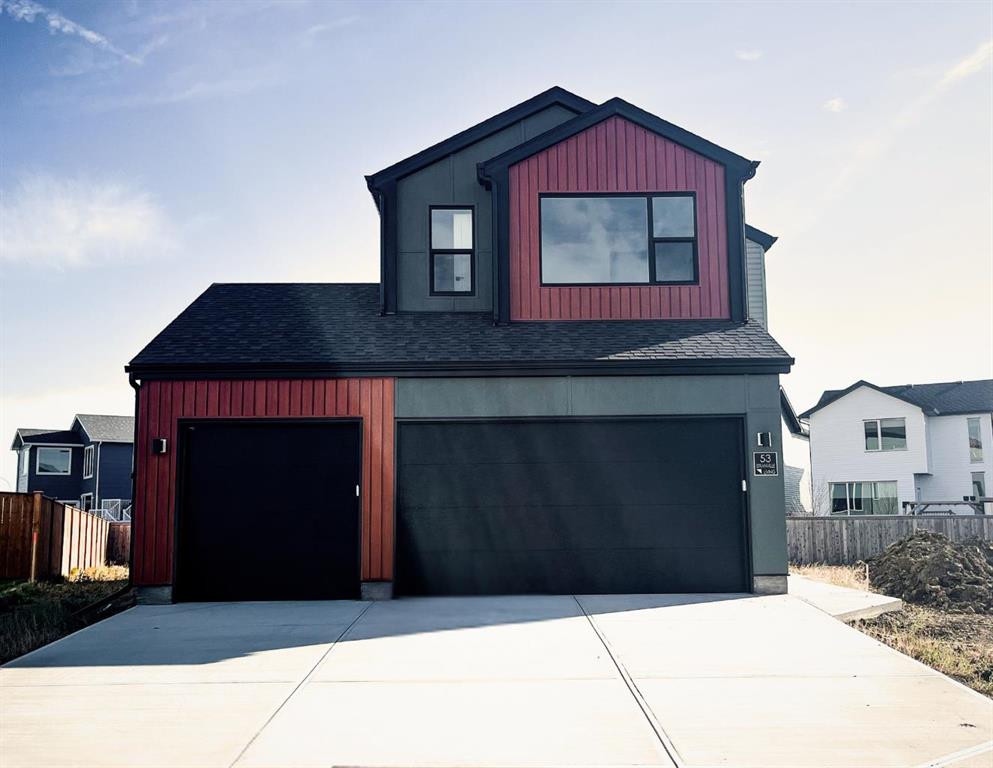 Red and charcoal home exterior, supplied by Cindy